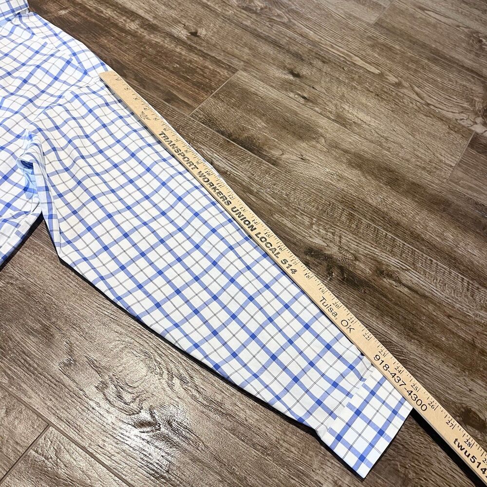 LL Bean Wrinkle & Stain Resistant Shirt XL Plaid Blue Button Down Long Sleeve - Picture 5 of 8